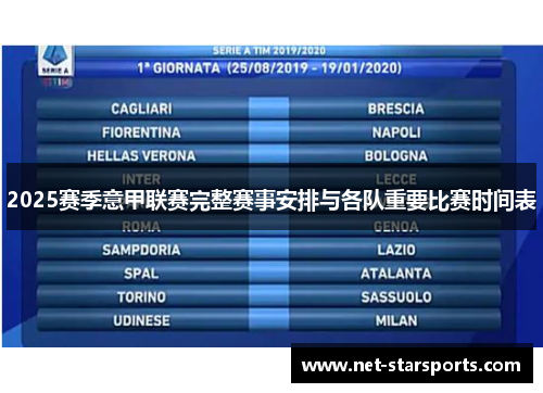 2025赛季意甲联赛完整赛事安排与各队重要比赛时间表